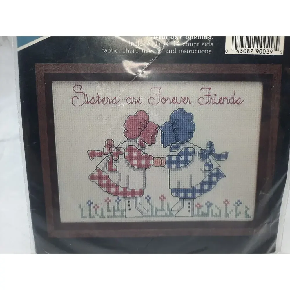 Banar Designs Counted Cross Stitch Kit Sisters Are Forever Friends CSK-29 5x7